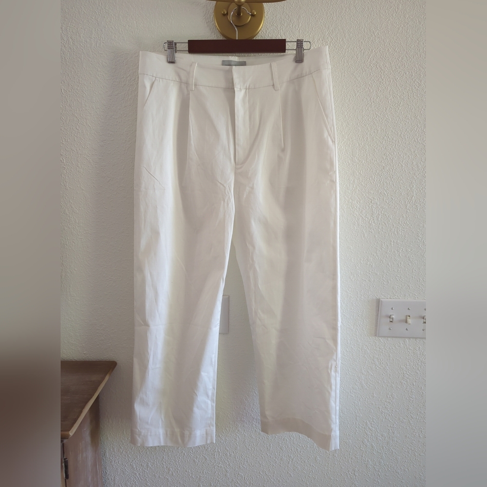 Modern Citizen Straight Leg Crop Pants Womens Sz L,XLWhite Cotton Stretch Nwot
